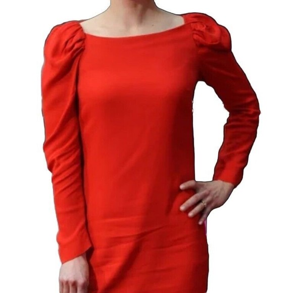 H&M Dress RED  PUFF Long Sleeve Sz 6 - Picture 13 of 13